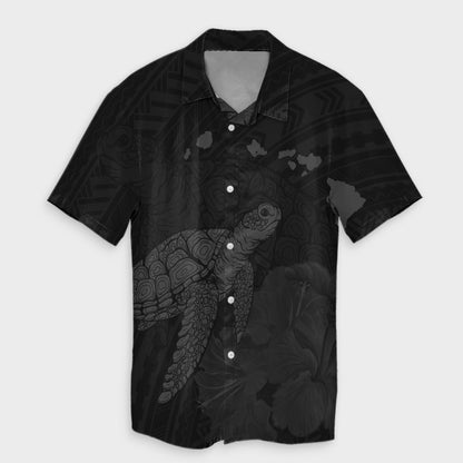 Hawaii Polynesian Hibiscus Turtle Map Hawaiian Shirt Grey - AH