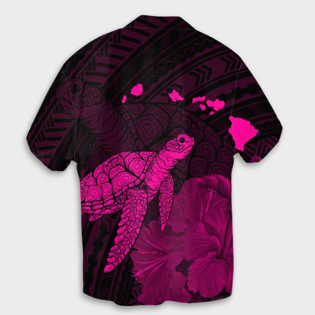 Hawaii Polynesian Hibiscus Turtle Map Hawaiian Shirt Pink - AH