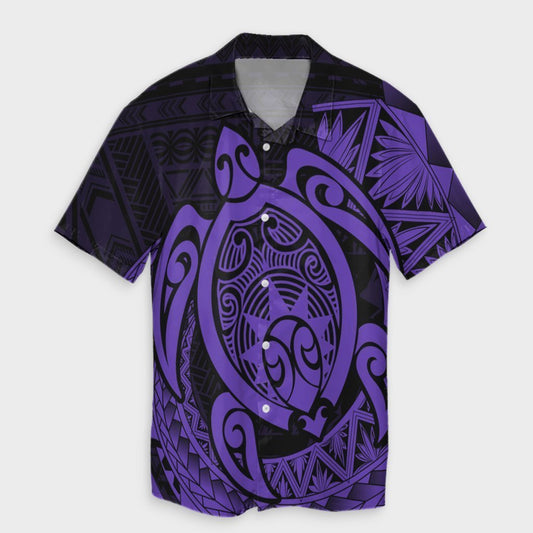 Hawaii Polynesian Turtle Hawaiian Shirt - Purple - AH