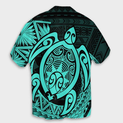 Hawaii Polynesian Turtle Hawaiian Shirt - Turquoise - AH