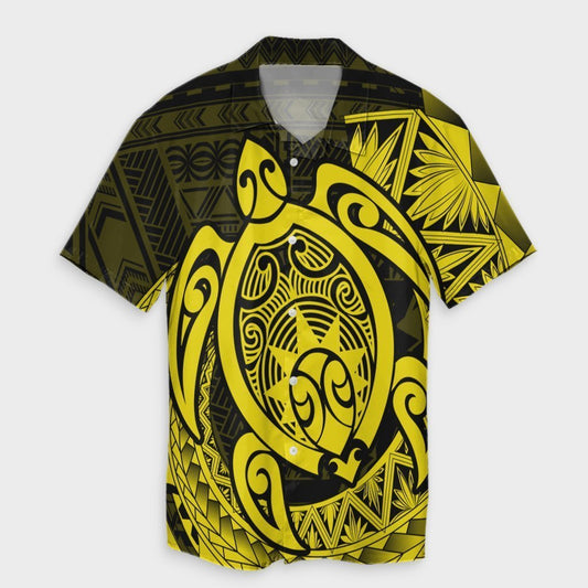 Hawaii Polynesian Turtle Hawaiian Shirt - Yellow - AH