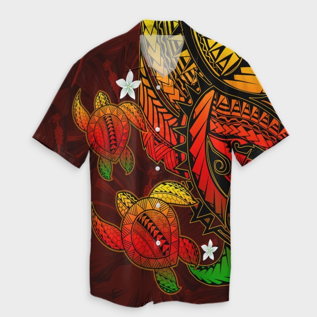 Hawaii Polynesian Turtle Hibiscus Hawaiian Shirt - Color Flag - AH