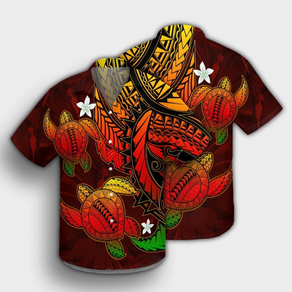 Hawaii Polynesian Turtle Hibiscus Hawaiian Shirt - Color Flag - AH