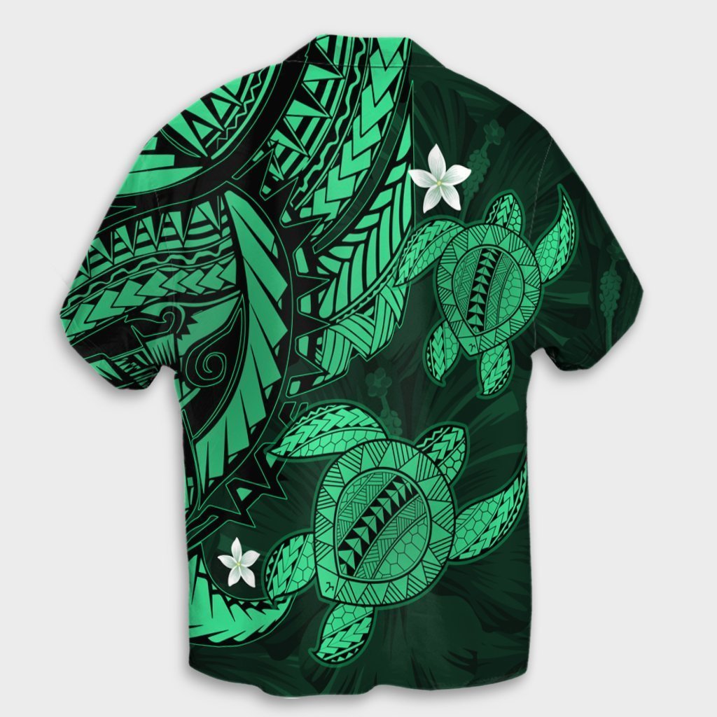 Hawaii Polynesian Turtle Hibiscus Hawaiian Shirt - Green - AH