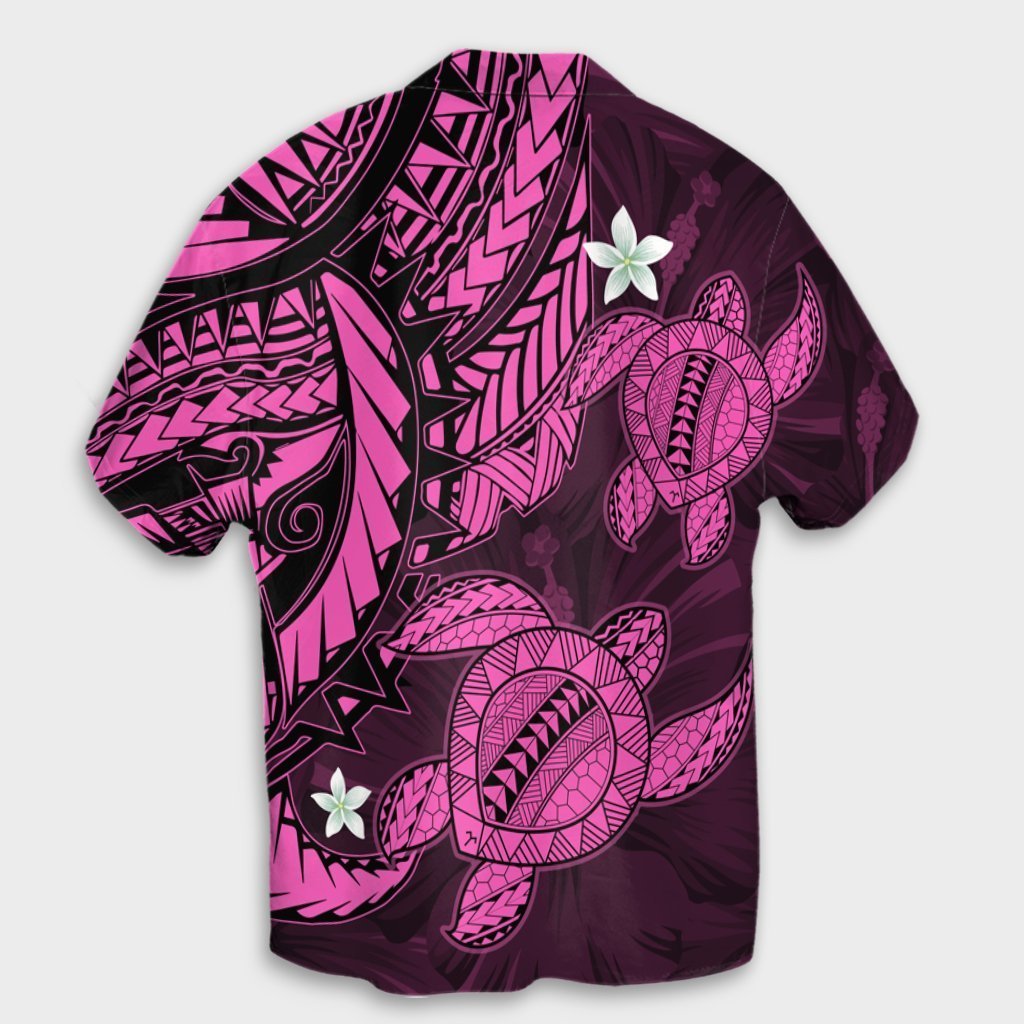 Hawaii Polynesian Turtle Hibiscus Hawaiian Shirt - Pink - AH