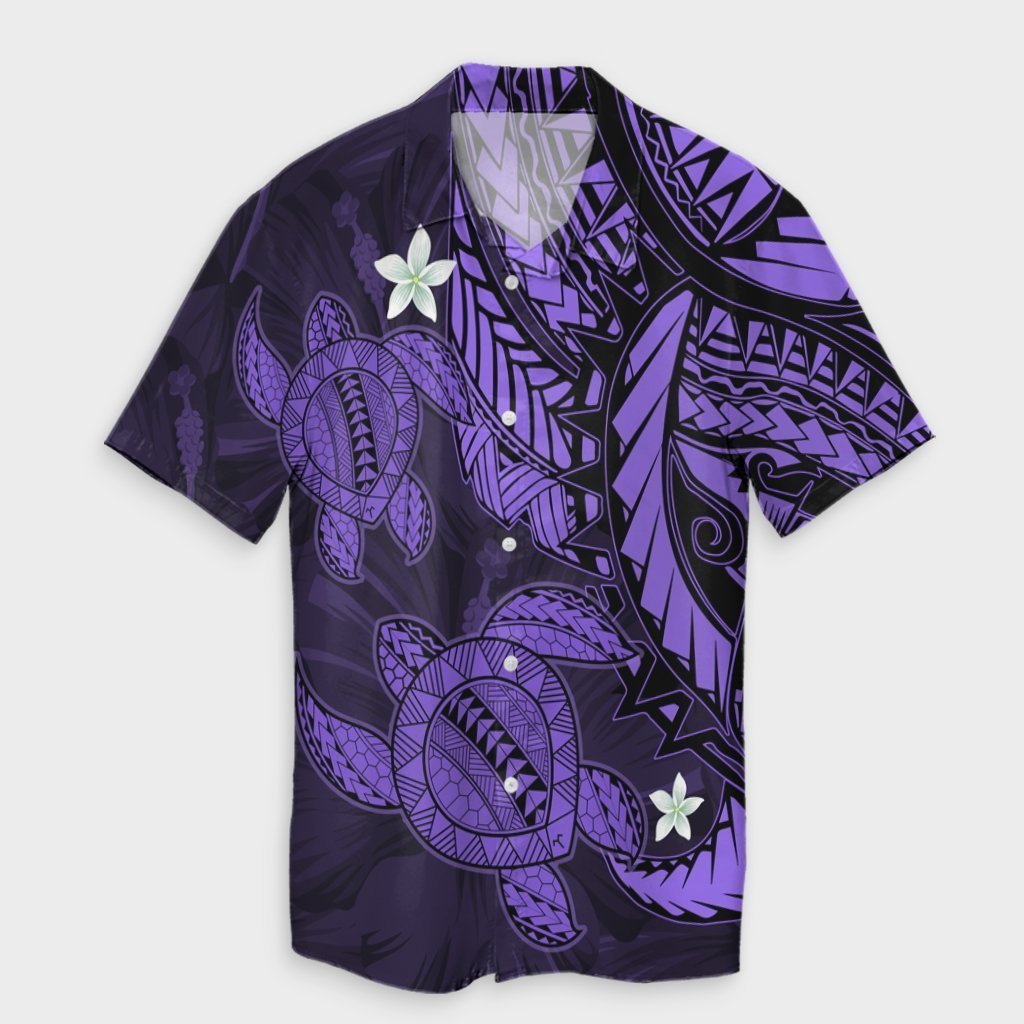 Hawaii Polynesian Turtle Hibiscus Hawaiian Shirt - Purple - AH