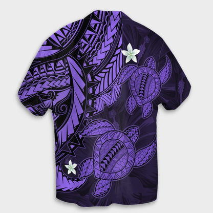 Hawaii Polynesian Turtle Hibiscus Hawaiian Shirt - Purple - AH