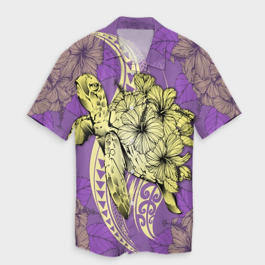 Hawaii Polynesian Turtle Hibiscus Hawaiian Shirt - Yellow - AH