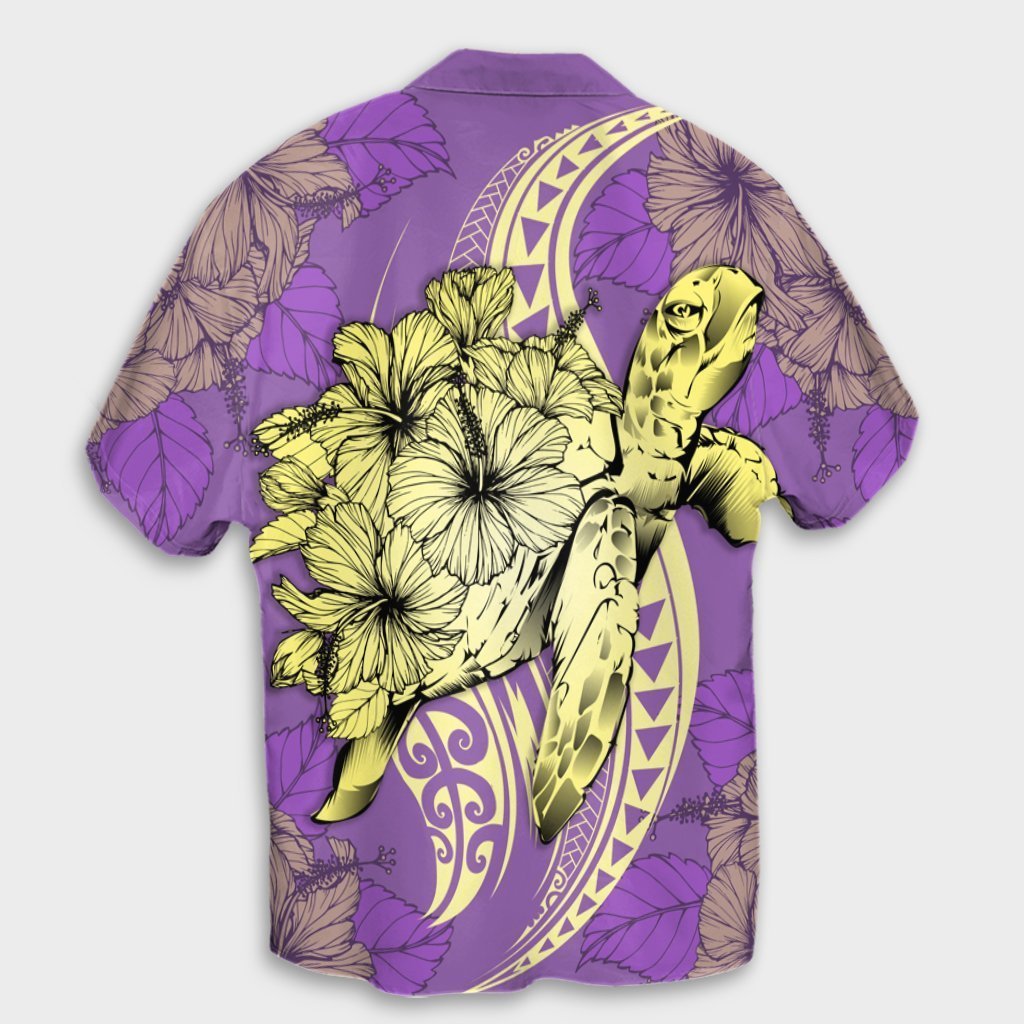 Hawaii Polynesian Turtle Hibiscus Hawaiian Shirt - Yellow - AH