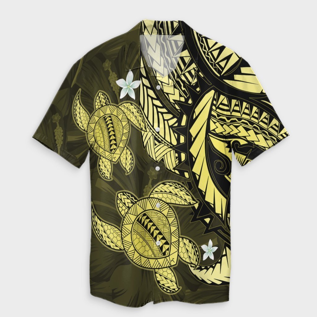 Hawaii Polynesian Turtle Hibiscus Hawaiian Shirt - Yelow - AH