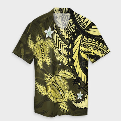 Hawaii Polynesian Turtle Hibiscus Hawaiian Shirt - Yelow - AH