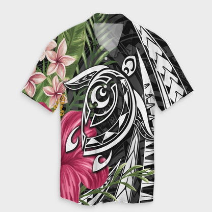 Hawaii Polynesian Turtle Tropical Hibiscus Plumeria Hawaiian Shirt - AH