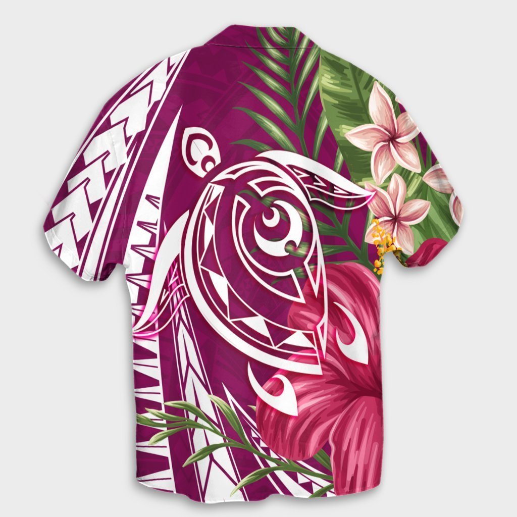 Hawaii Polynesian Turtle Tropical Hibiscus Plumeria Hawaiian Shirt - Pink - AH