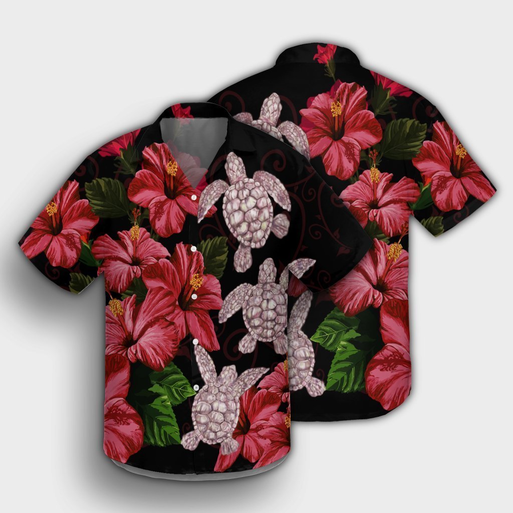 Hawaii Red Hibiscus Turtle Hawaiian Shirt - AH - Ray Style