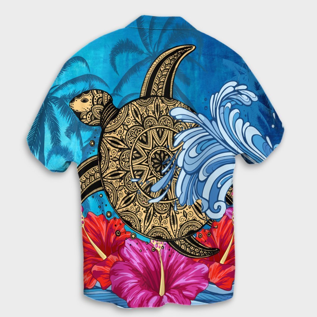 Hawaii Sea Turtle Hibiscus Coconut Tree Hawaiian Shirt - AH