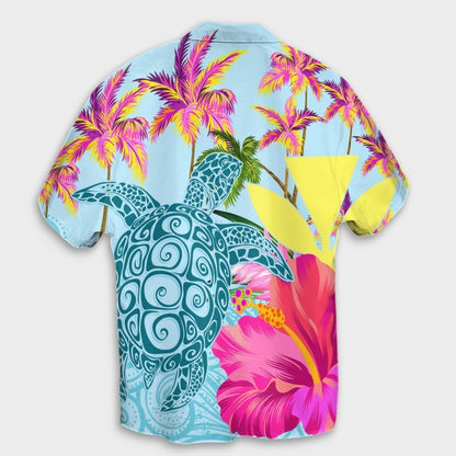 Hawaii Sea Turtle Hibiscus Kanaka Hawaiian Shirt - AH