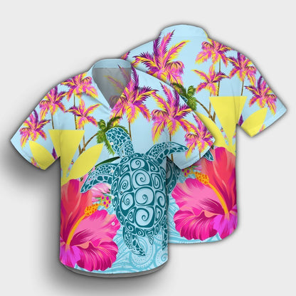 Hawaii Sea Turtle Hibiscus Kanaka Hawaiian Shirt - AH