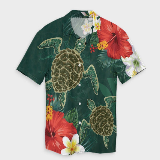 Hawaii Sea Turtle Hibiscus Plumria Hawaiian Shirt - AH