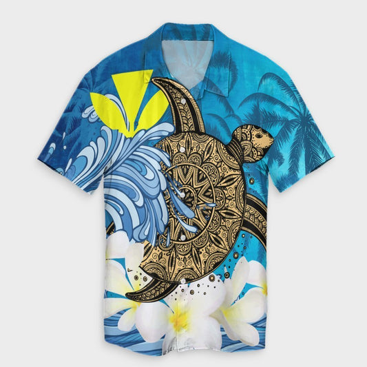 Hawaii Sea Turtle Plumeria Coconut Tree Hawaiian Shirt - AH