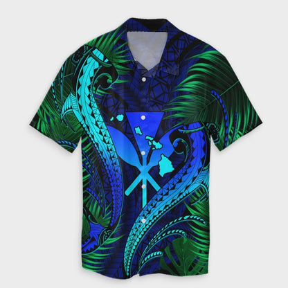 Hawaii Shark Polynesian Tropical Hawaiian Shirt - Blue - AH