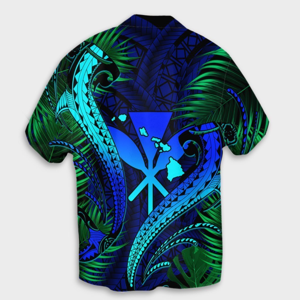 Hawaii Shark Polynesian Tropical Hawaiian Shirt - Blue - AH