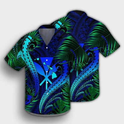 Hawaii Shark Polynesian Tropical Hawaiian Shirt - Blue - AH