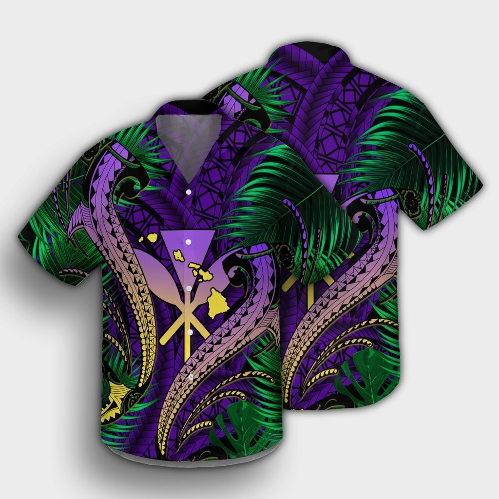 Hawaii Shark Polynesian Tropical Hawaiian Shirt - Purple - AH