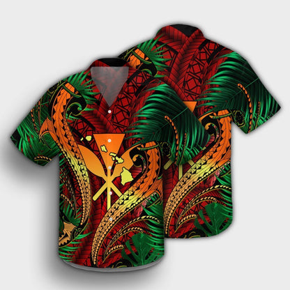 Hawaii Shark Polynesian Tropical Hawaiian Shirt - Red - AH