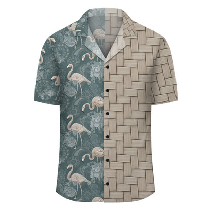 Hawaii Tropical Flamingos And Tropical Plants Lauhala Moiety Hawaiian Shirt