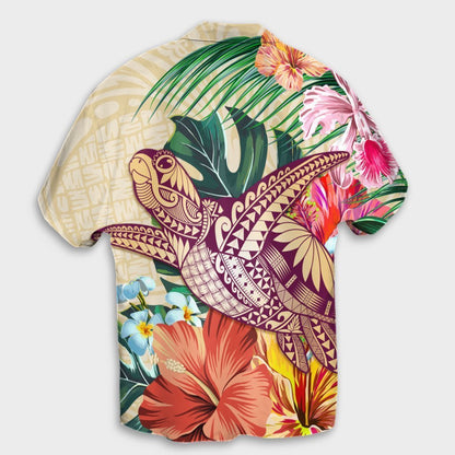 Hawaii Tropical Turtle Beige Hawaiian Shirt - AH