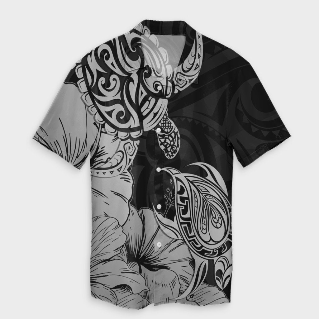 Hawaii Turtle Hawaiian Shirt Polynesian Hibiscus Art Gray - AH