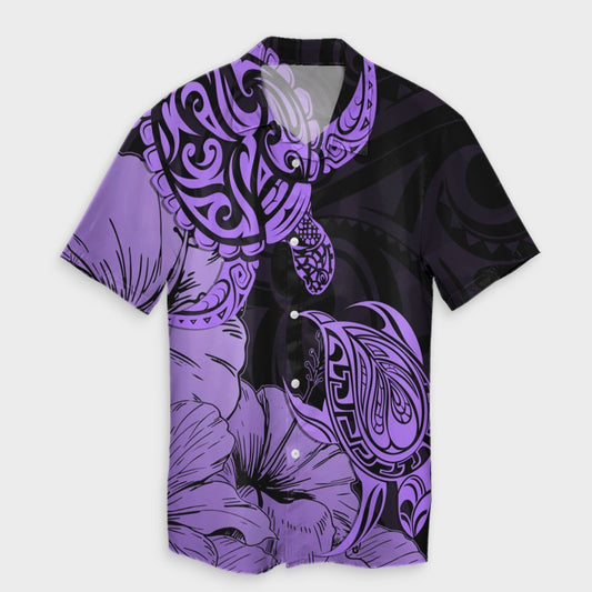 Hawaii Turtle Hawaiian Shirt Polynesian Hibiscus Art Violet - AH