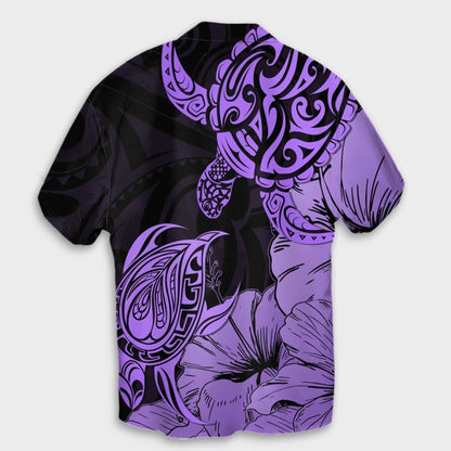 Hawaii Turtle Hawaiian Shirt Polynesian Hibiscus Art Violet - AH