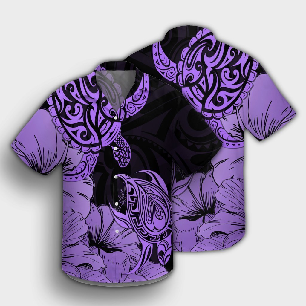 Hawaii Turtle Hawaiian Shirt Polynesian Hibiscus Art Violet - AH