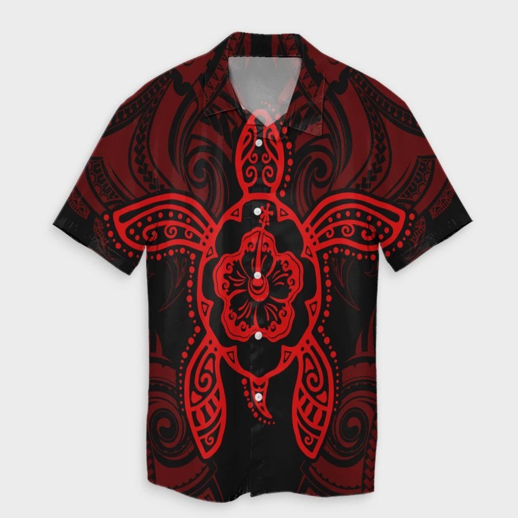 Hawaii Turtle Fixed Red Hawaiian Shirt 