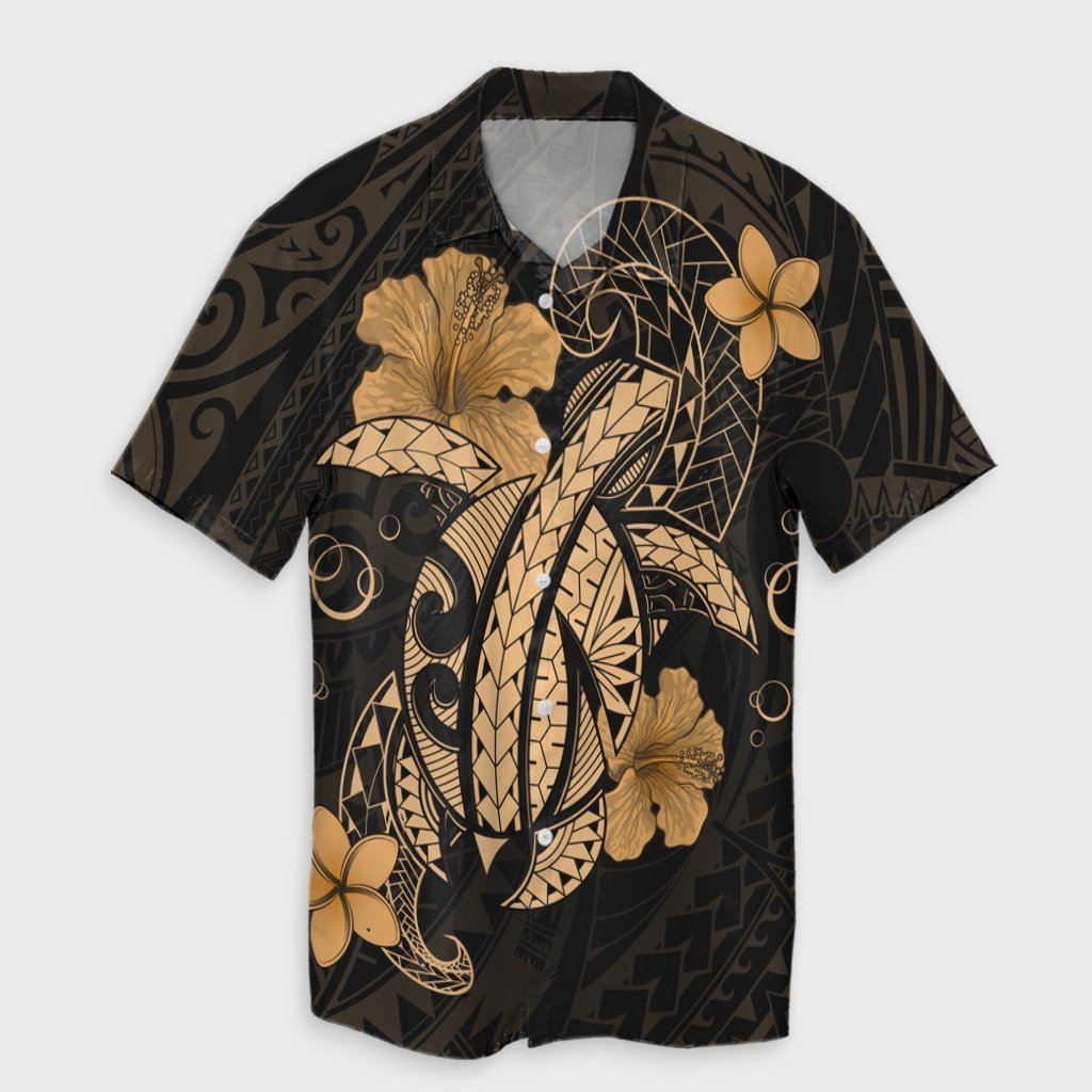 Hawaii Turtle Flower Polynesian Hawaiian Shirt - Gold - AH