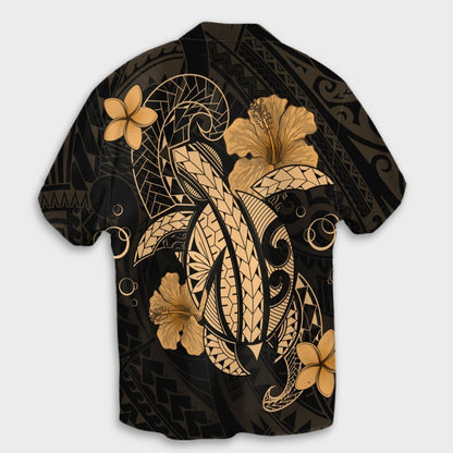 Hawaii Turtle Flower Polynesian Hawaiian Shirt - Gold - AH