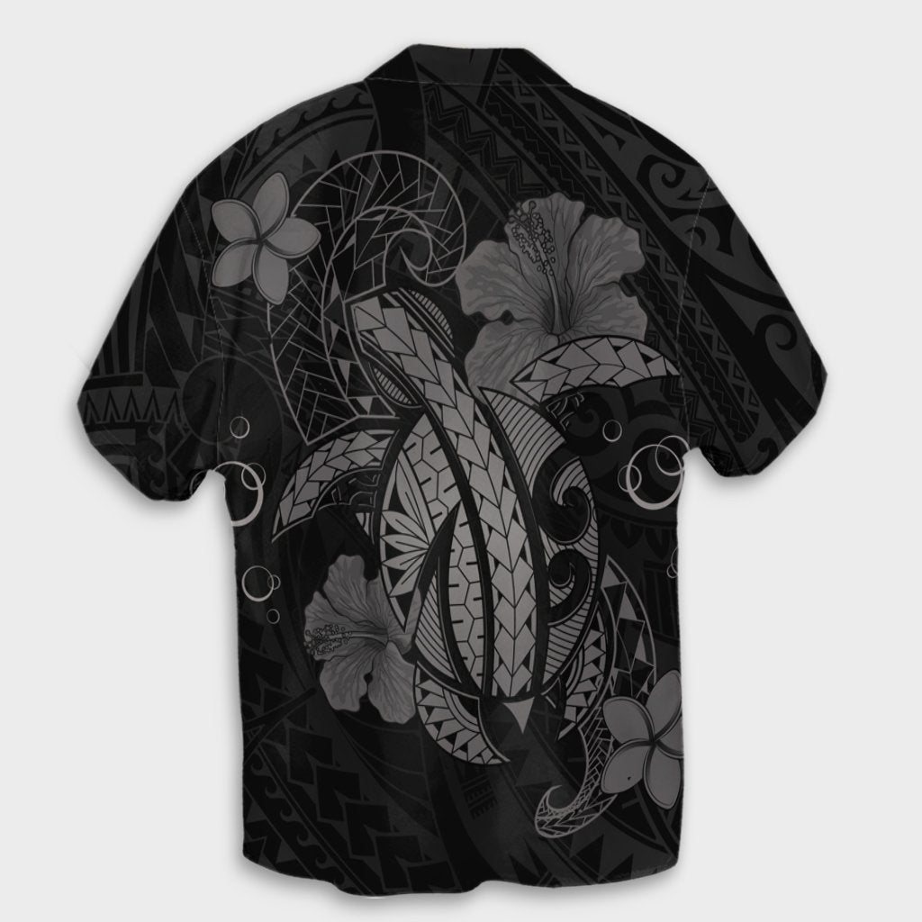 Hawaii Turtle Flower Polynesian Hawaiian Shirt - Gray - AH