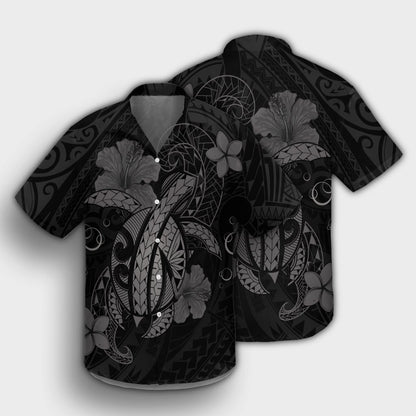 Hawaii Turtle Flower Polynesian Hawaiian Shirt - Gray - AH