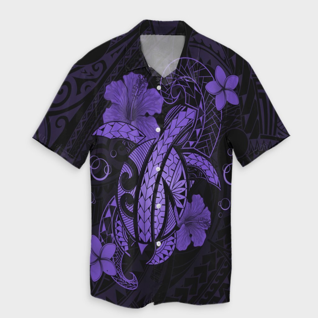 Hawaii Turtle Flower Polynesian Hawaiian Shirt - Purple - AH