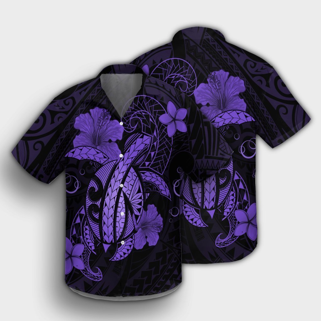 Hawaii Turtle Flower Polynesian Hawaiian Shirt - Purple - AH