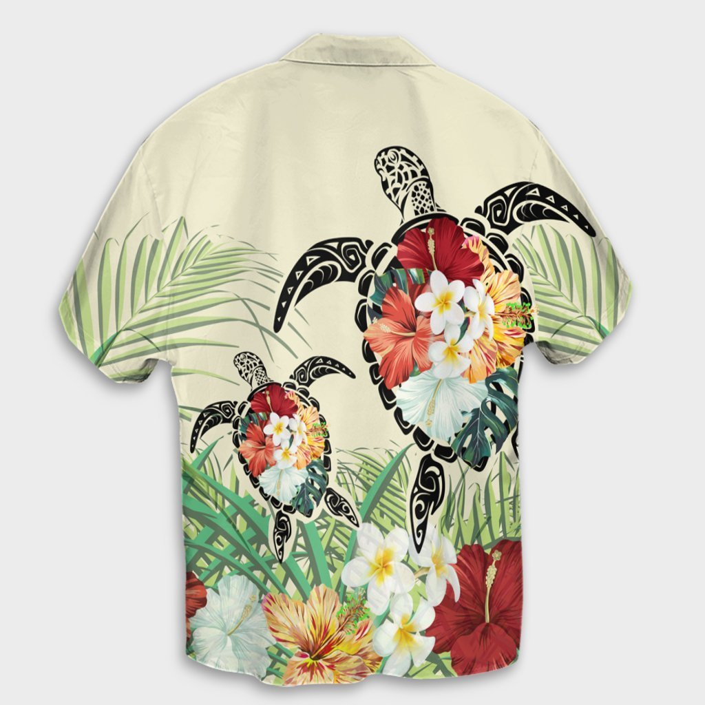 Hawaii Turtle Flowers Coconut Tree Leaf Hawaiian Shirt - AH