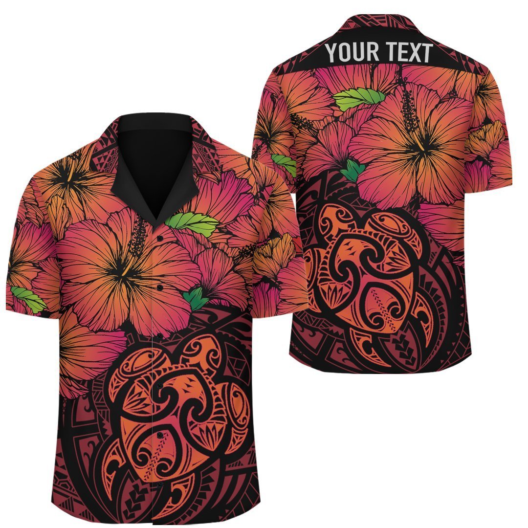 Hawaii Turtle Hibiscus - Hawaiian Shirt - Orange - Sonic Style