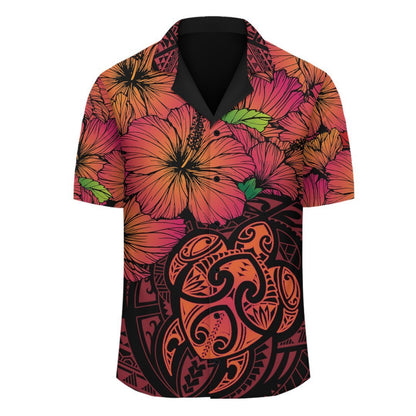 Hawaii Turtle Hibiscus - Hawaiian Shirt - Orange - Sonic Style