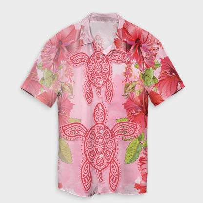 Hawaii Turtle Hibiscus Hawaiian Shirt - Pink Style - AH