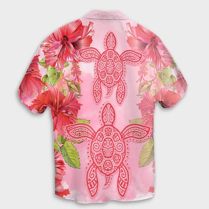 Hawaii Turtle Hibiscus Hawaiian Shirt - Pink Style - AH