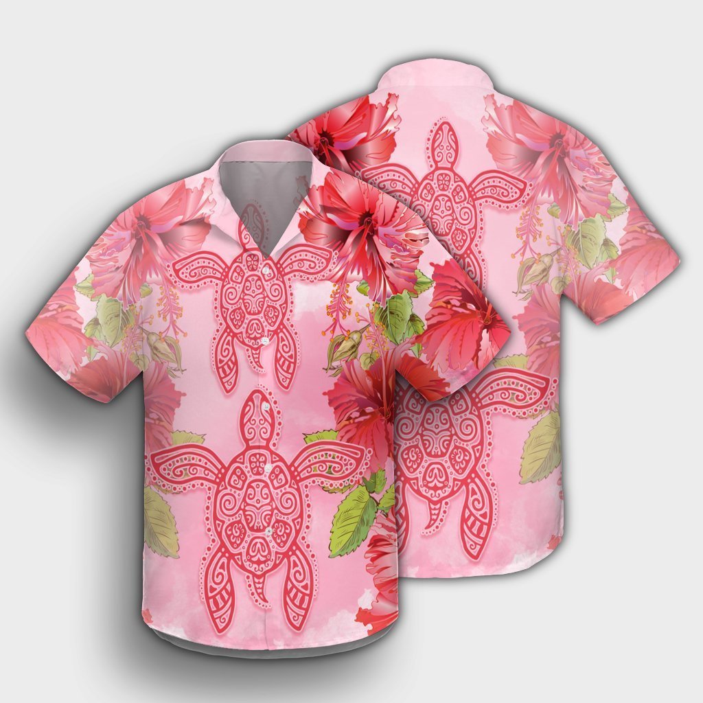 Hawaii Turtle Hibiscus Hawaiian Shirt - Pink Style - AH