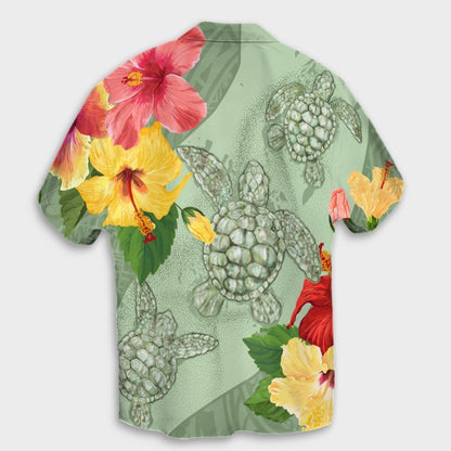 Hawaii Turtle Hibiscus Hawaiian Shirt - Tink Style - AH