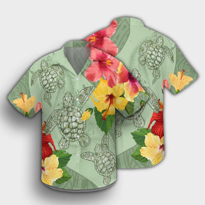 Hawaii Turtle Hibiscus Hawaiian Shirt - Tink Style - AH