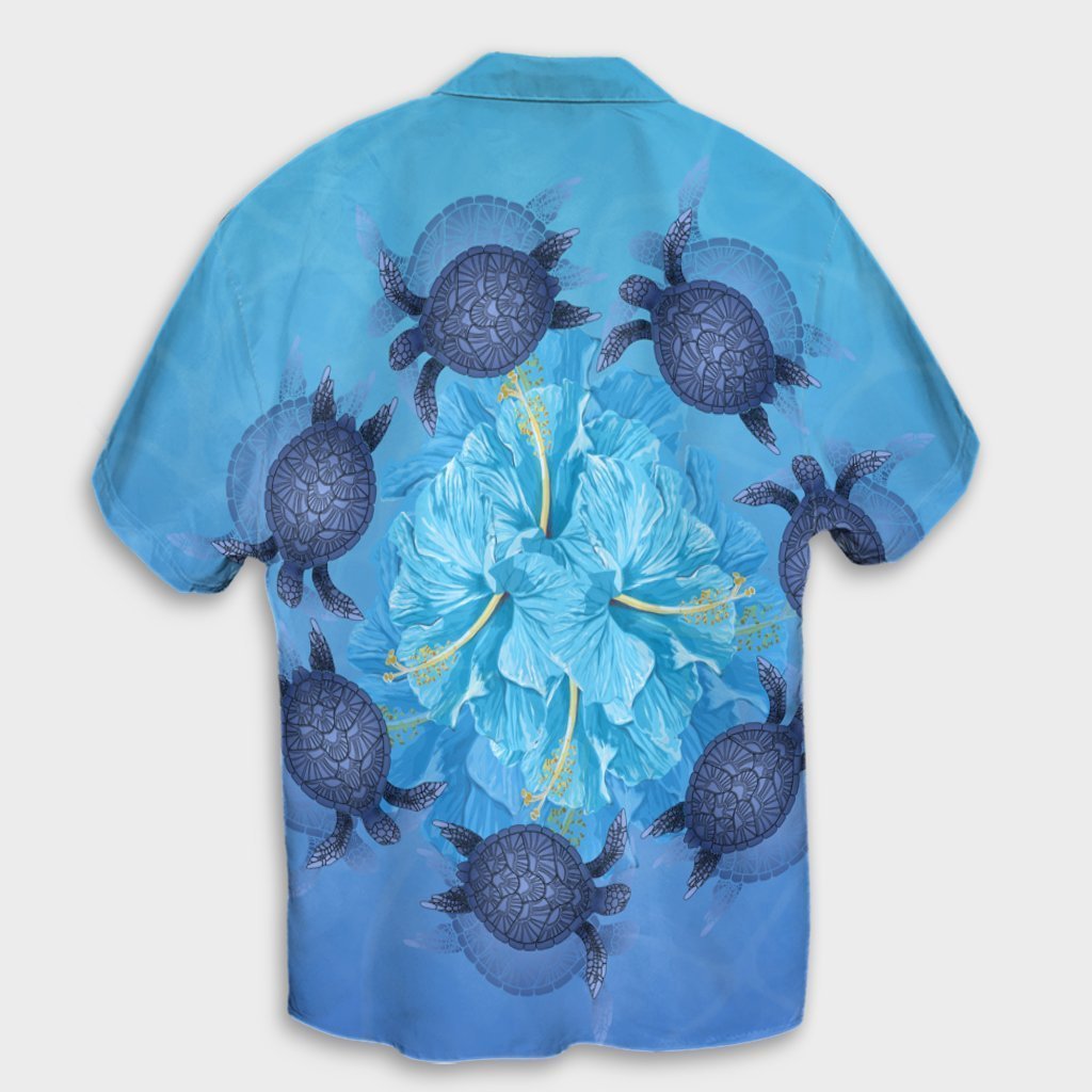 Hawaii Turtle Hibiscus Blue Hawaiian Shirt - AH